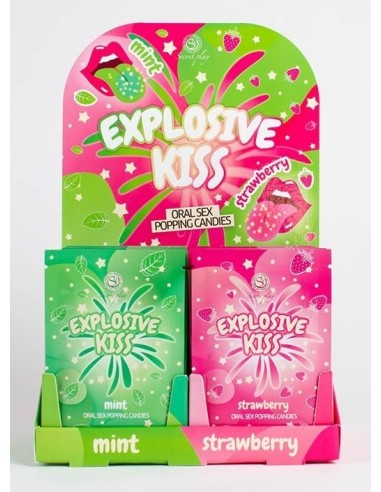 Pack de 48 bonbons Poudre pétillante Explosive Kiss Menthe et Fraise