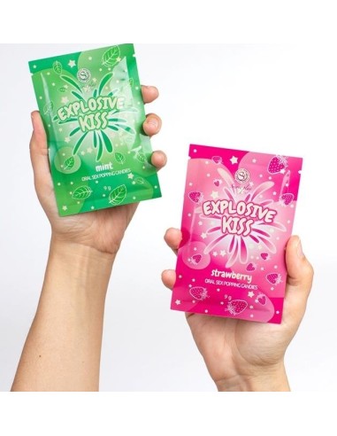 Pack de 48 bonbons Poudre pétillante Explosive Kiss Menthe et Fraise