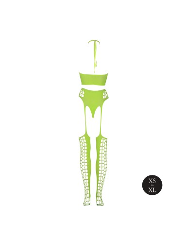 Ensemble Bustier et Porte-Jarretelles 2 Pièces Vert Fluo