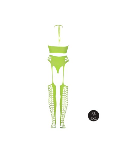 Ensemble Bustier et Porte-Jarretelles 2 Pièces Vert Fluo