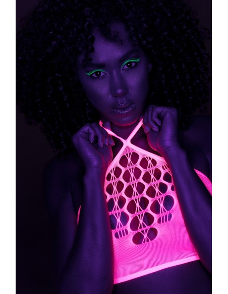 Ensemble Bustier et Porte-Jarretelles 2 Pièces Rose Fluo