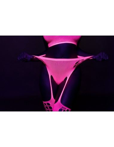 Ensemble Bustier et Porte-Jarretelles 2 Pièces Rose Fluo