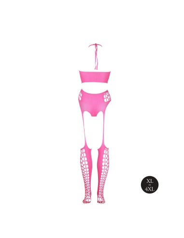 Ensemble Bustier et Porte-Jarretelles 2 Pièces Rose Fluo
