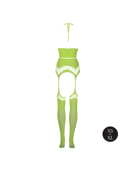Ensemble Bustier Dos nu et Porte-Jarretelles 2 Pièces Vert Fluo