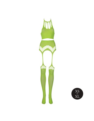 Ensemble Bustier Dos nu et Porte-Jarretelles 2 Pièces Vert Fluo