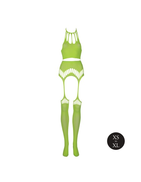 Ensemble Bustier Dos nu et Porte-Jarretelles 2 Pièces Vert Fluo