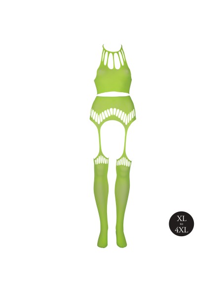 Ensemble Bustier Dos nu et Porte-Jarretelles 2 Pièces Vert Fluo