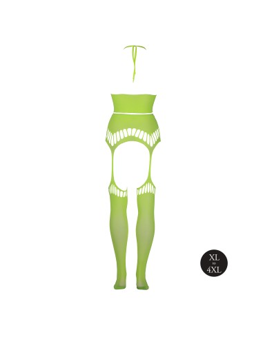 Ensemble Bustier Dos nu et Porte-Jarretelles 2 Pièces Vert Fluo