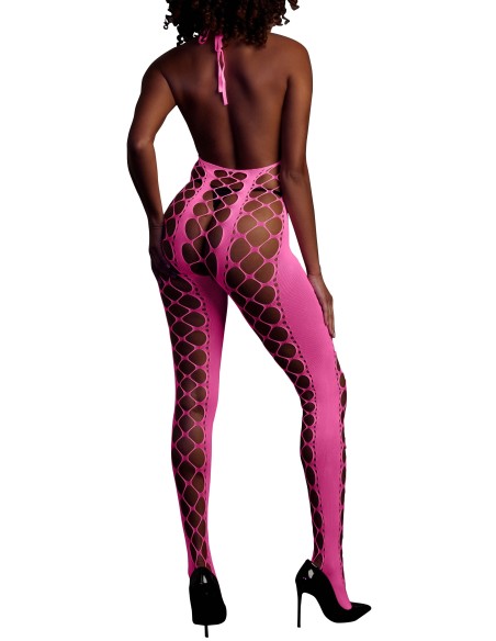 Combinaison Filet et Dos nu Rose Fluo