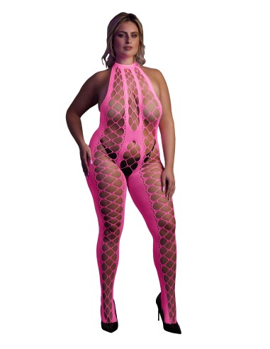 Combinaison Filet et Dos nu Rose Fluo