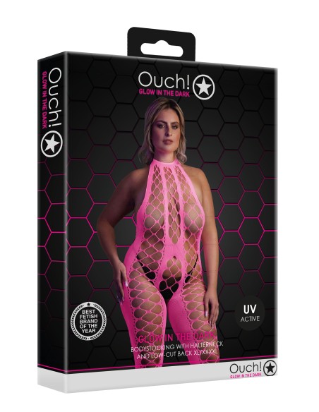 Combinaison Filet et Dos nu Rose Fluo