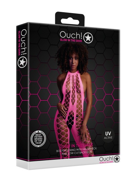 Combinaison Filet et Dos nu Rose Fluo