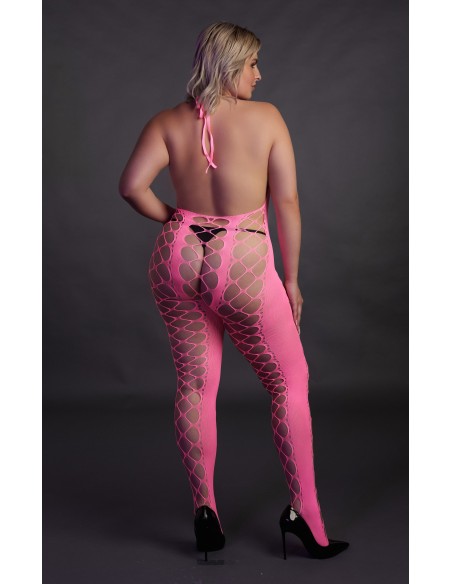 Combinaison Filet et Dos nu Rose Fluo