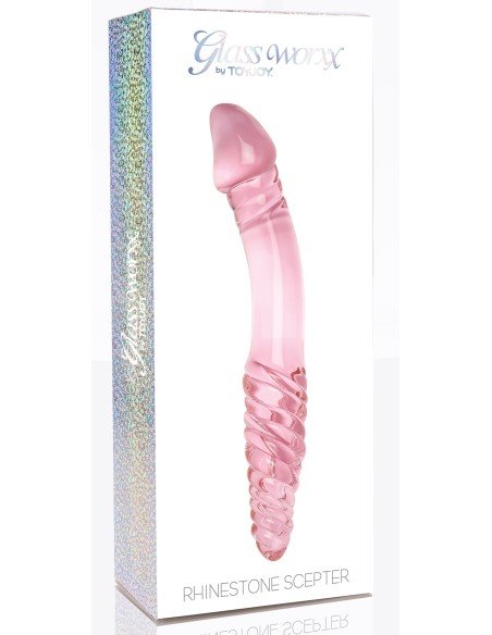 Gode en verre Rhinestone Scepter 23 x 3.6cm Rose Gode en verre Rhinestone Scepter 23 x 3.6cm Rose