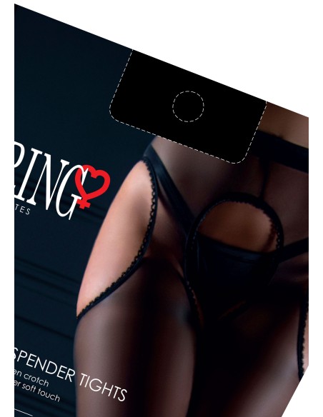 Collants avec ouverture arrière Satin Touch Suspender Noirs - Bas et Collants - 10