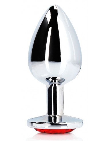 Bijou anal Round Gem M 7 x 3.3 cm Argenté-Rouge