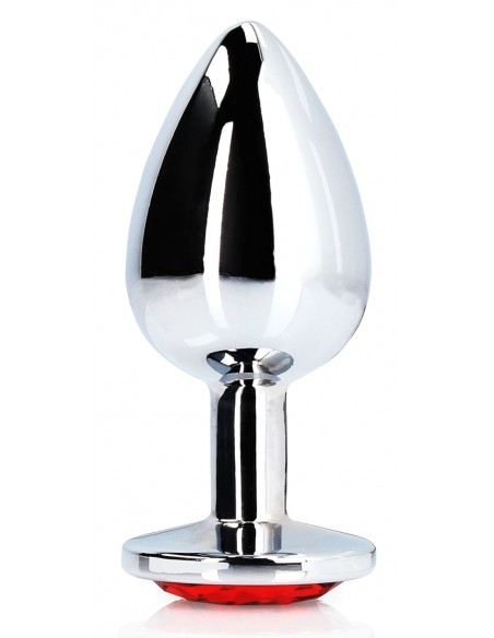 Bijou anal Round Gem M 7 x 3.3 cm Argenté-Rouge