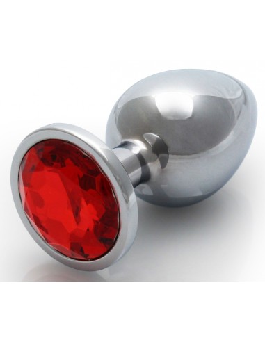 Bijou anal Round Gem M 7 x 3.3 cm Argenté-Rouge
