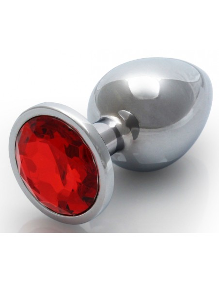 Bijou anal Round Gem M 7 x 3.3 cm Argenté-Rouge