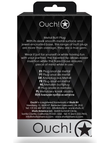 Bijou anal Round Gem M 7 x 3.3 cm Argenté-Rouge