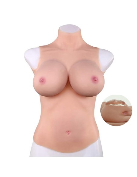 Buste entier seins réalistes silicone - Col haut - Bonnet D