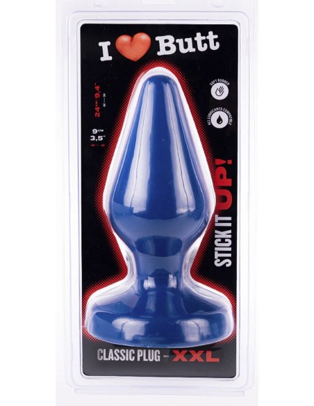 Plug Classic XXL I Love Butt 20 x 9 cm Bleu