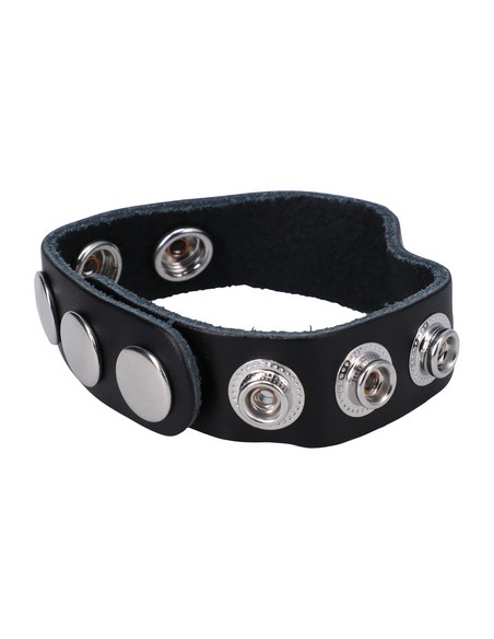 Cockring ajustable en cuir The Leather 5 Snap Noir