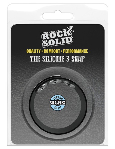 Cockring ajustable en silicone The Silicone 3 Snap Noir - Cockrings Flexibles - 2