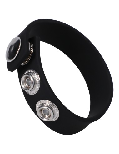 Cockring ajustable en silicone The Silicone 3 Snap Noir - Cockrings Flexibles - 3