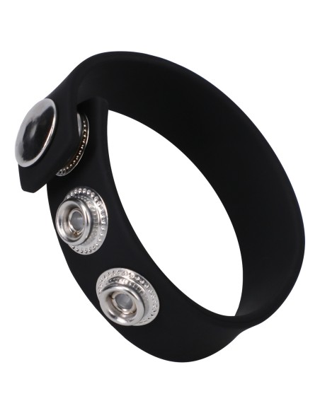 Cockring ajustable en silicone The Silicone 3 Snap Noir - Cockrings Flexibles - 3
