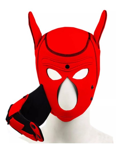 Cagoule Puppy Fox Néoprène Rouge-Noir