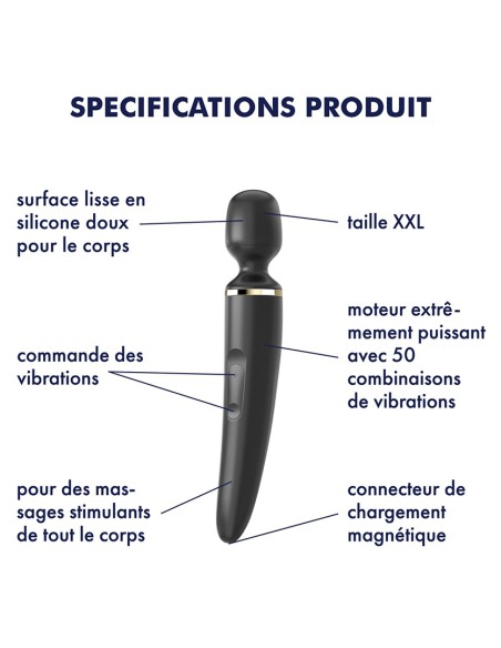 Masseur Wand-er Women Noir - Tête 78mm