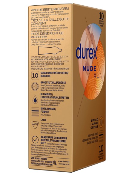 Préservatifs Durex Nude XL 60mm x10 Préservatifs Durex Nude XL 60mm x10