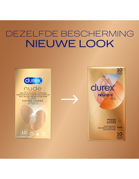 Préservatifs Durex Nude XL 60mm x10 Préservatifs Durex Nude XL 60mm x10