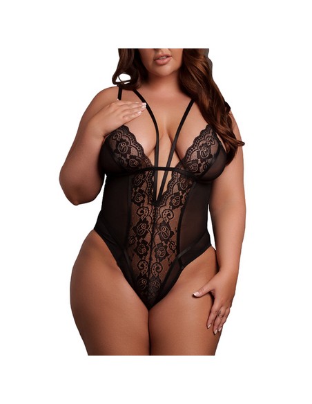 Body Dentelle Double Bretelle Grande Taille Carlita Noir