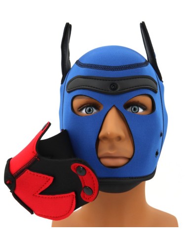 Cagoule Puppy Fox Néoprène Bleu-Rouge