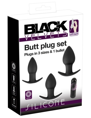 Lot de 3 plugs vibrants Silibutt Noirs