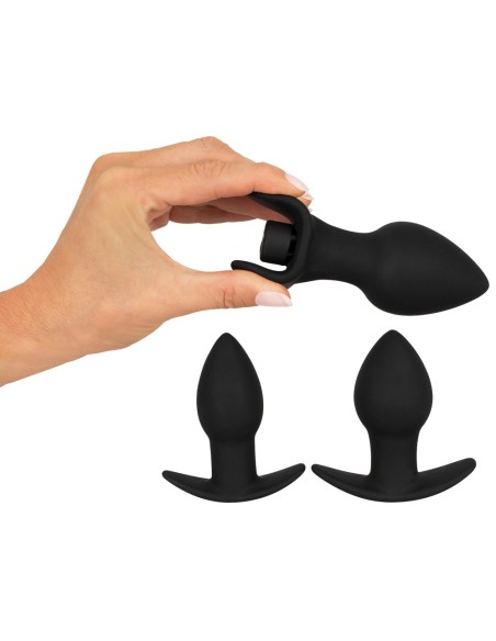 Lot de 3 plugs vibrants Silibutt Noirs Lot de 3 plugs vibrants Silibutt Noirs