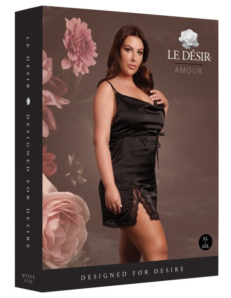 Robe Fendue Grande Taille Krystal Noir