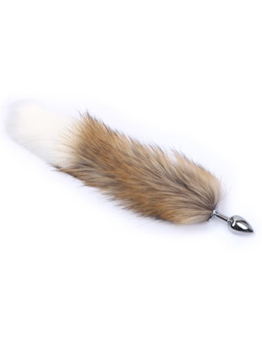 Plug Queue de renard Fox 6 x 2.7cm Beige-Blanc