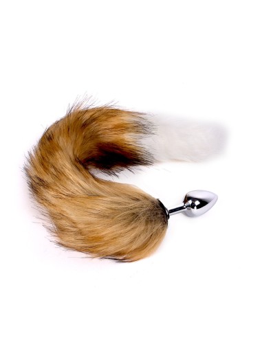 Plug Queue de renard Fox 6 x 2.7cm Beige-Blanc
