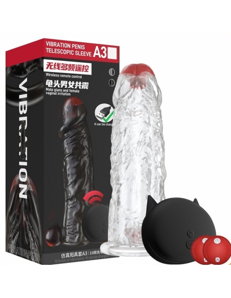 Gaine de pénis vibrante Sleeve Cat 14 x 4cm