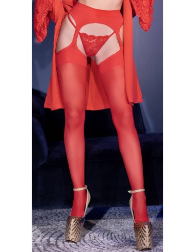 Collant effet Porte-jarretelles Mina - Rouge