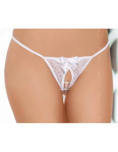 String ficelle blanc avec noeud - Ouvert sur l'entrejambe