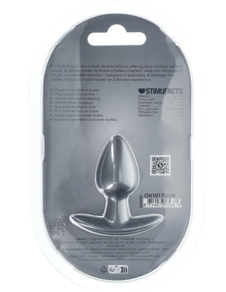 Plug Metally S 5 x 2.7cm Gris - PLUG ANAL SILICONE - 5