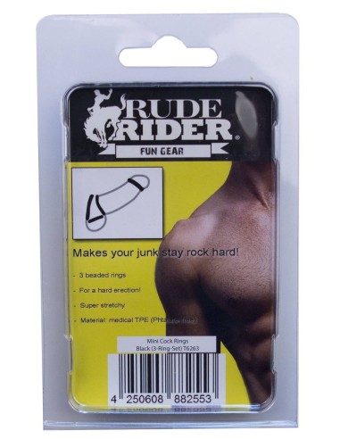 Pack de 3 mini cockrings souples noirs