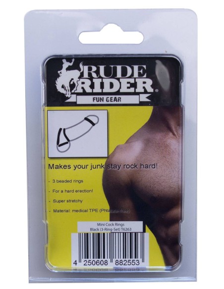 Pack de 3 mini cockrings souples noirs