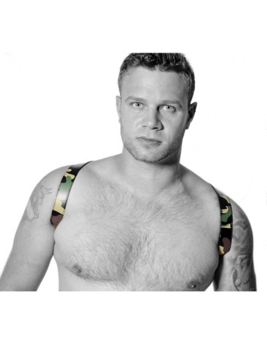 Harnais en cuir Camouflage - Acc. CHROME - CROSS - THE RED S/M