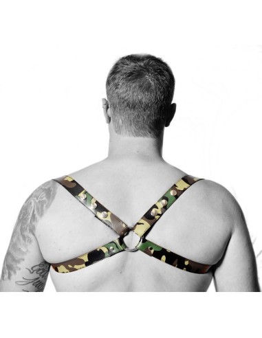 Harnais en cuir Camouflage - Acc. CHROME - CROSS - THE RED S/M