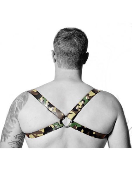 Harnais en cuir Camouflage - Acc. CHROME - CROSS - THE RED S/M